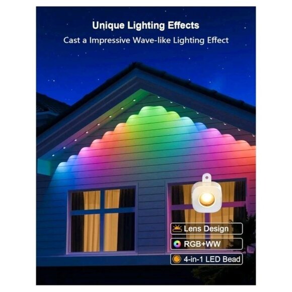 AngelHalo Permanent Outdoor Lights, 100ft Smart Outdoor Lights with 72 LEDs - Picture 2 of 8